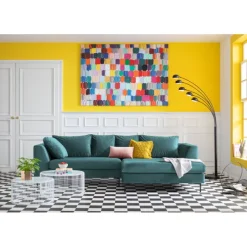 KARE Design Meubles>Canapé d angle Gianni velours vert droite noir