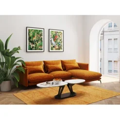 KARE Design Meubles>Canapé d angle Monza droite velours curry 296cm