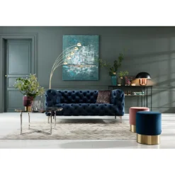 KARE Design Meubles>Canapé Look 2-places velours bleu