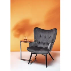 KARE Design Meubles>Fauteuil Black Vicky velours gris