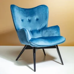 KARE Design Meubles>Fauteuil Black Vicky velours pétrole