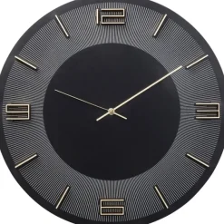 KARE Design Accessoires>Horloge murale Leonardo noir/doré Ø49cm