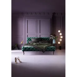 KARE Design Meubles>Lit Desire velours vert 180x200cm