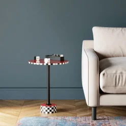 KARE Design Meubles>Table d appoint Domero Checkers rouge Ø40cm