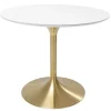 KARE Design Meubles>Table Invitation blanc-laiton Ø90cm