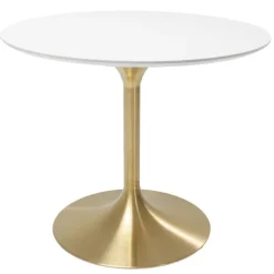 KARE Design Meubles>Table Invitation blanc-laiton Ø90cm
