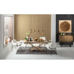 KARE Design Meubles>Table à rallonges Connesso laiton 200(+60)x90cm