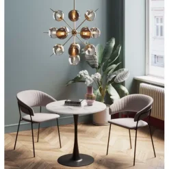 KARE Design Meubles>Table Schickeria marbre blanc-noir Ø80cm