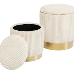 KARE Design Meubles>Tabouret Cherry Storage Cord Creme (2/Set)
